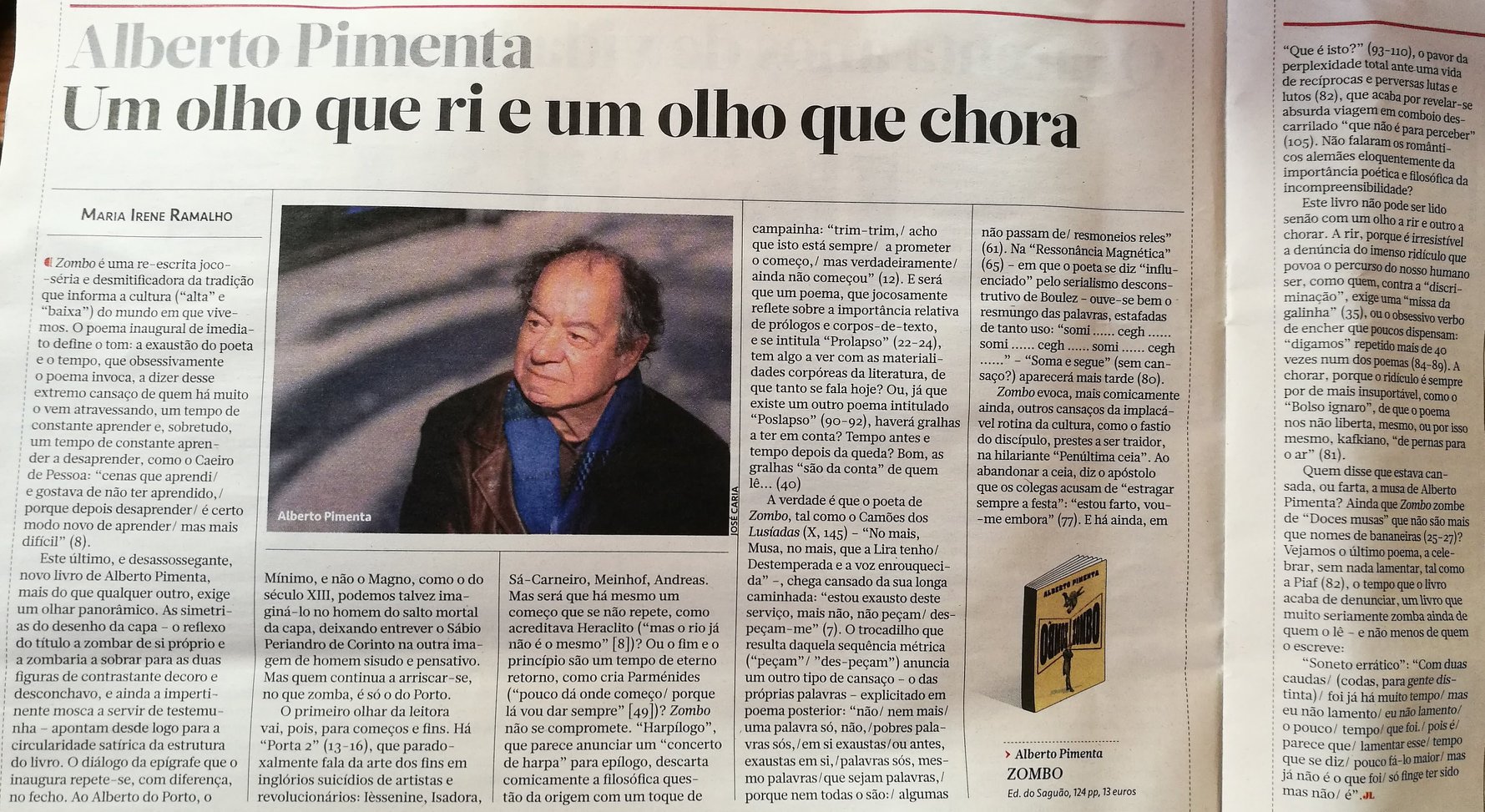 «Um olho que ri e um olho que chora» – Maria Irene Ramalho, sobre ZOMBO de Alberto Pimenta «Um olho que ri e um olho que chora» – Maria Irene Ramalho, sobre ZOMBO de Alberto Pimenta