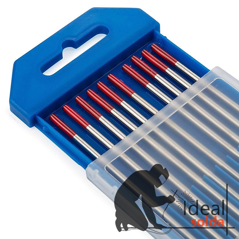Caixa 10 unidades Elétrodos de Tungsténio Cor Vermelho (2% Th) de 2,4mm Caixa 10 unidades Elétrodos de Tungsténio Cor Vermelho (2% Th) de 2,4mm